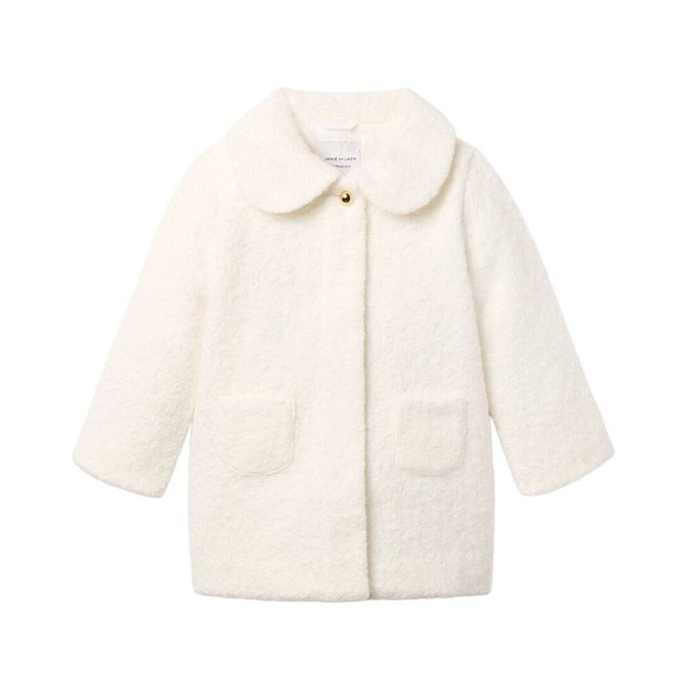 Janie And Jack Girls The Sherpa Coat, White